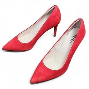 New Red Suede Look Pointed Toe Heels Sz 5.5